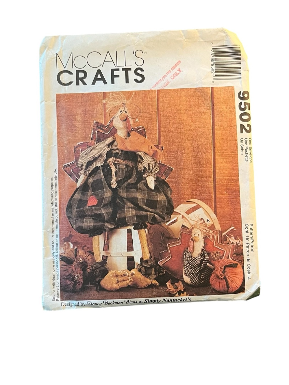 McCall's Crafts 9502 Stuffed Folk Turkey pattern